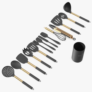 3D Kitchen Utensils Bronze model