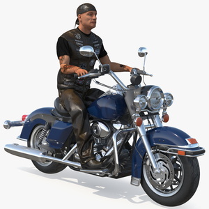 3D model Biker on Classic Cruiser Motorcycle