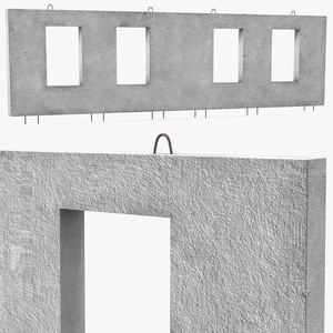 Concrete Panel with Windows Long 3D