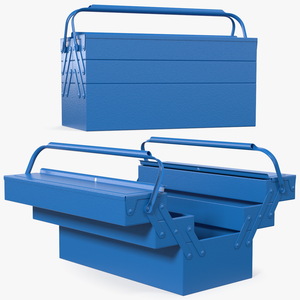 3D model Steel Toolbox with 5 Compartments Blue Rigged