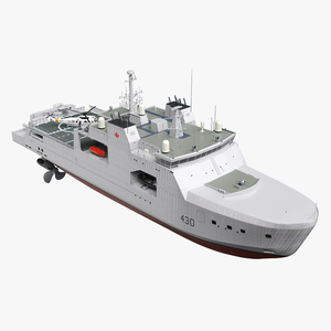 3D Harry DeWolf-Class Offshore Patrol Vessel With Sikorsky Helicopter