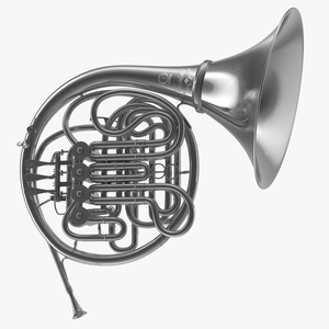 3D Professional Double French Horn Silver model