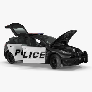 3D Police Tesla Model Y Rigged for Maya