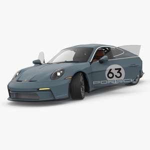 3D Sport Car Porsche 911 2024 Blue Rigged model