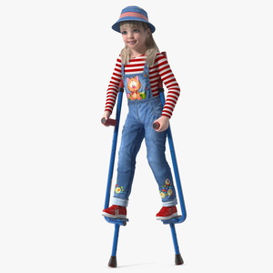 Girl on Walking Stilts 3D