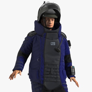 3D EOD 10 Bomb Suit Blue Rigged model