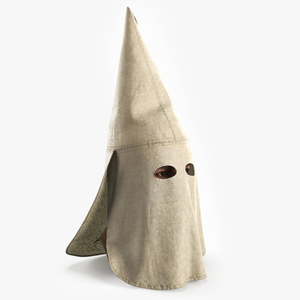 Old Ku Klux Klan Mask on Male Head 3D model