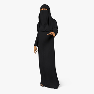 3D model Arabian Woman in Black Abaya Rigged