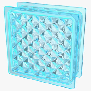 Blue Glass Block Diamond Pattern 3D