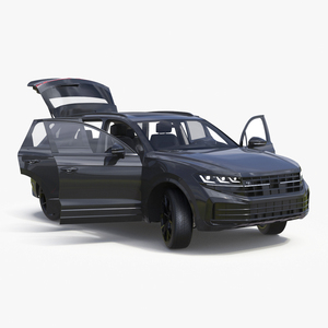 Hybrid Electric SUV Black Lights On Rigged 3D