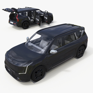 3D KIA EV9 Luxury SUV Black Rigged