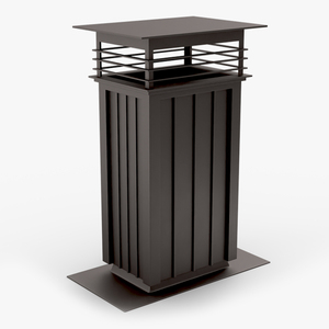 3D Square Black Metal Chimney