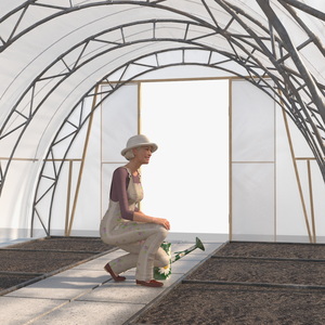 Greenhouse Tent with Gardener 3D model