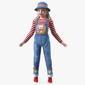 3D model Standing Girl Child Denim Suit