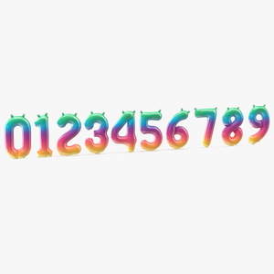 Balloon Numbers Set Rainbow 3D