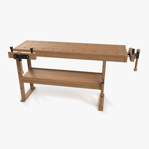 3D Oak Carpentry Workbench model