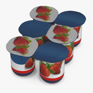 Yogurt Strawberry 6 Cups 3D model