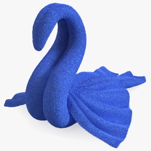 Beautiful Towel Blue Swan with Spread Wings Fur 3D