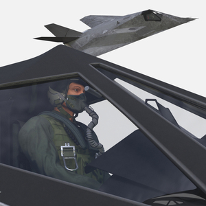 Stealth Combat Aircraft with Pilot in Flight 3D model