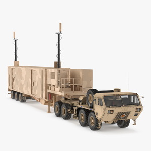 3D model Control Center with Raised Antennas and Truck