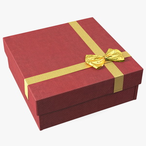 3D model Gift Box with Gold Ribbon