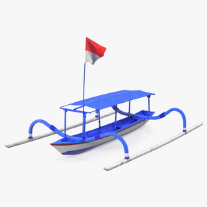 3D Traditional Jukung Boat Blue model