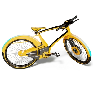 3D Futuristic Urban Bicycle Orange Rigged model