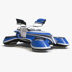 Hover Car Concept by Lazzarini Blue Rigged 3D