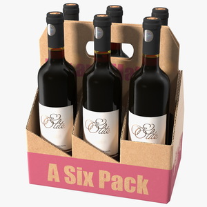 Cardboard Bottle Carrier With Wine 3D model