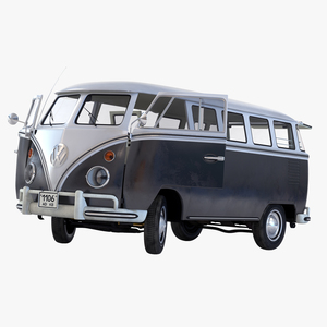 3D model Volkswagen Type 2 Black Rigged