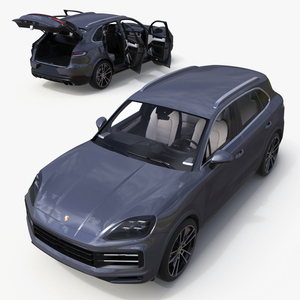 Porsche Cayenne Turbo E-Hybrid 2024 Gray Rigged 3D