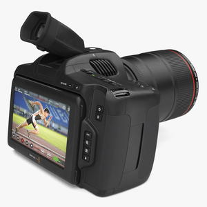 Cinema Camera Blackmagic Design 6K Pro Light On with Lens 3D