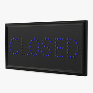 Classic Blue LED Sign Closed OFF 3D