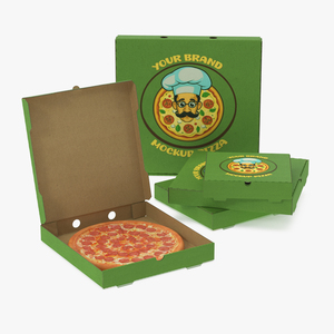 Pizza Boxes with Pizza Mockup 3D model