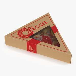 Pizza Slice in Triangle Craft Paper Box 3D model