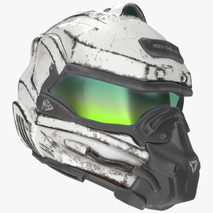 3D Old Futuristic Tactical Helmet White