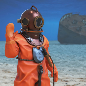 3D model Vintage Maritime Diving Suit Rigged