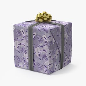 3D model Wrapped Gift Box with Bow Floral Pattern