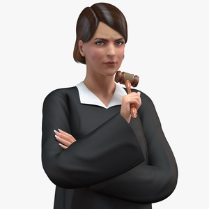 3D model Female Judge with Gavel Rigged