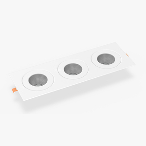 Rectangle Surface Mount 3 Light Luminaire White 3D