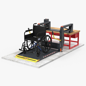 3D model Hydraulic Lift with Wheelchair