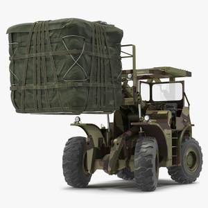 Pettibone Rough Terrain Military Forklift with Cargo Rigged 3D model