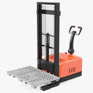 3D Electric Pallet Stacker with Plastic Pallet model