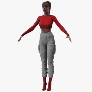 Dark Skin City Style Woman Neutral Pose 3D model