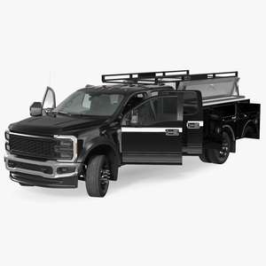 Black Chassis Cab with Service Body Rigged 3D