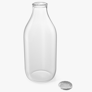 3D model Glass Bottle One Pint with Foil Top Open