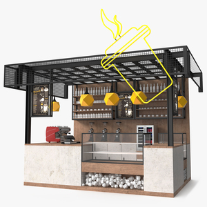 3D Coffee Shop with Equipment