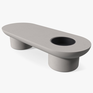 3D model Taimi Designer Outdoor Table Bench Grey Stone