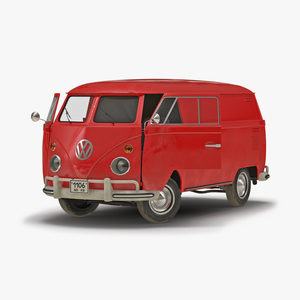 3D Volkswagen Type 2 Panel Van Rigged Red model