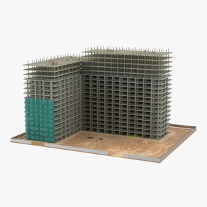 3D model Construction Site with Scaffold and Safety Netting